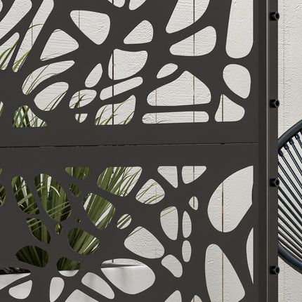 Metal Decorative Outdoor Privacy Screen Divider 122x45x198 cm - Black Steel