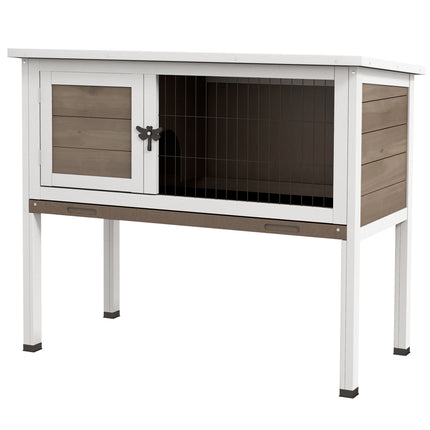 Wooden Rabbit and Guinea Pig Hutch with Built-in Tray and Openable Asphalt Roof 84x43x70 cm - Brown