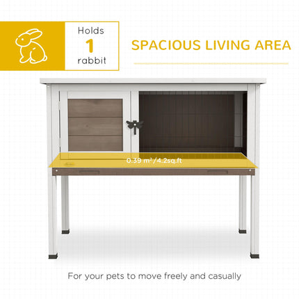 Wooden Rabbit and Guinea Pig Hutch with Built-in Tray and Openable Asphalt Roof 84x43x70 cm - Brown