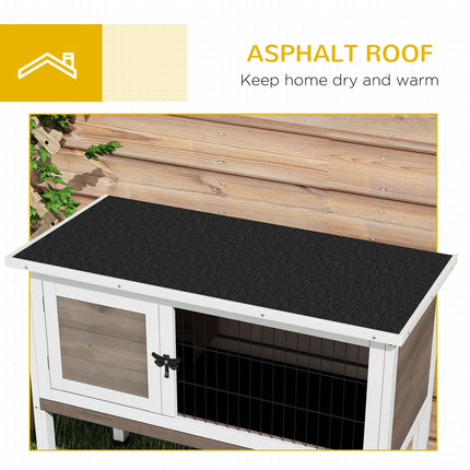 Wooden Rabbit and Guinea Pig Hutch with Built-in Tray and Openable Asphalt Roof 84x43x70 cm - Brown