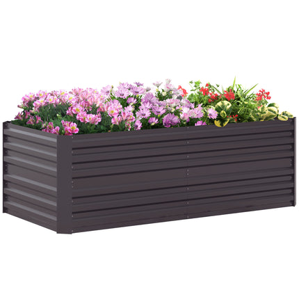 Galvanised Steel Raised Garden Bed 180x90x59 cm with Reinforced Rods - Dark Grey