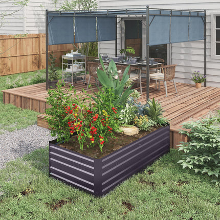 Galvanised Steel Raised Garden Bed 180x90x59 cm with Reinforced Rods - Dark Grey