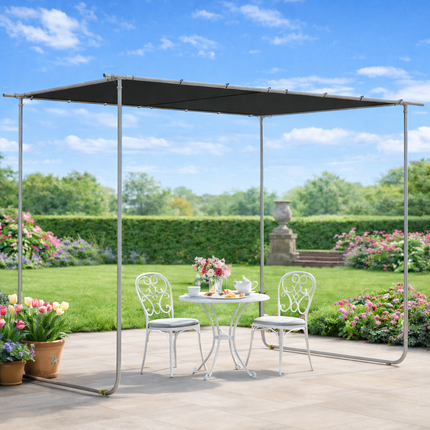 3x3 Metre Mobile Pergola Kit with Wheels and UV30+ Canopy - Dark Grey