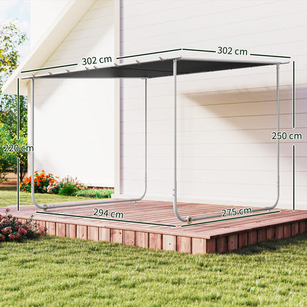 3x3 Metre Mobile Pergola Kit with Wheels and UV30+ Canopy - Dark Grey
