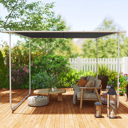 3x3 Metre Mobile Pergola Kit with Wheels and UV30+ Canopy - Dark Grey