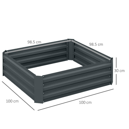 Set of 2 Raised Garden Beds with Open Bottom Drainage - Dark Grey