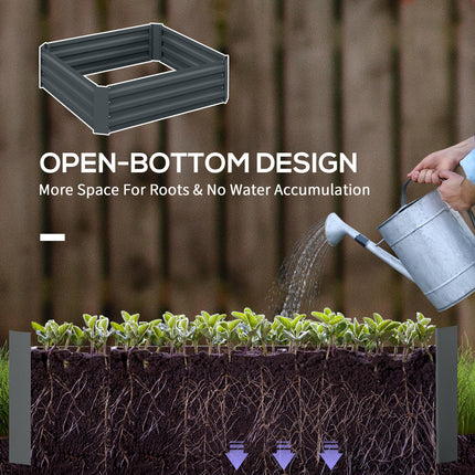 Set of 2 Raised Garden Beds with Open Bottom Drainage - Dark Grey