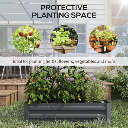 Set of 2 Raised Garden Beds with Open Bottom Drainage - Dark Grey
