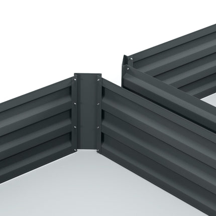 Set of 2 Raised Garden Beds with Open Bottom Drainage - Dark Grey
