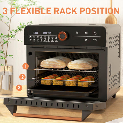 20L Air Fryer Oven with 17 Presets & Adjustable Temperature - Black