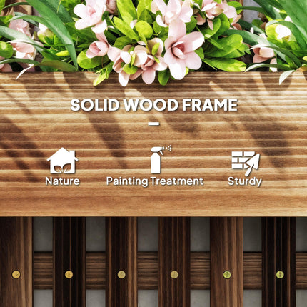 3 Piece Wall-Mounted Wooden Garden Planters with Trellis - Carbonised