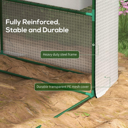 8 x 6ft Walk-In Greenhouse with 12 Shelves and Roll-Up Door - White