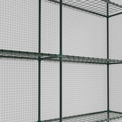 8 x 6ft Walk-In Greenhouse with 12 Shelves and Roll-Up Door - White