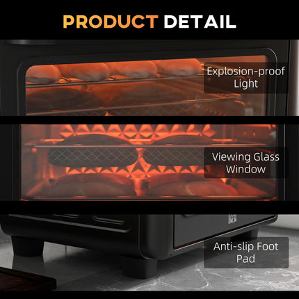 13L Multifunction Air Fryer Oven with 12 Presets & Adjustable Timer - Black