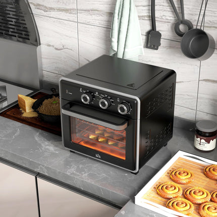 20L Air Fryer Oven with Adjustable Temperature and Timer for Oil-Less Cooking - Black