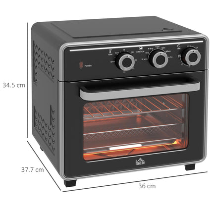 20L Air Fryer Oven with Adjustable Temperature and Timer for Oil-Less Cooking - Black