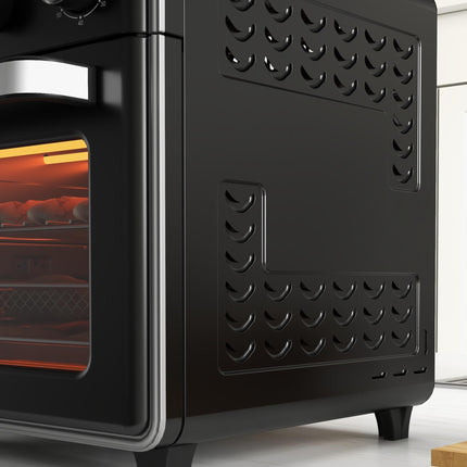 20L Air Fryer Oven with Adjustable Temperature and Timer for Oil-Less Cooking - Black