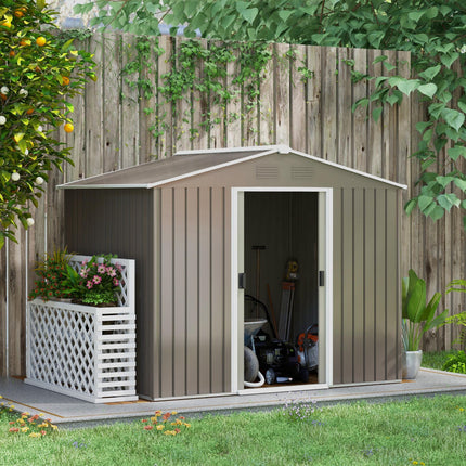 7.7 x 5.7ft Metal Garden Storage Shed with Ventilation - Light Grey