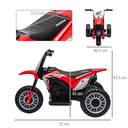 6V 3-Wheel Kids Electric Motorbike with Horn & Startup Sound for Ages 18-36 Months - Red