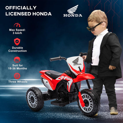 6V 3-Wheel Kids Electric Motorbike with Horn & Startup Sound for Ages 18-36 Months - Red
