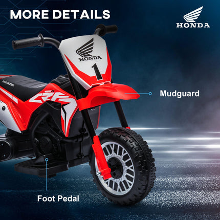 6V 3-Wheel Kids Electric Motorbike with Horn & Startup Sound for Ages 18-36 Months - Red
