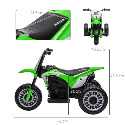 6V 3-Wheel Kids Electric Motorbike with Horn and Startup Sound for Ages 18-36 Months - Green