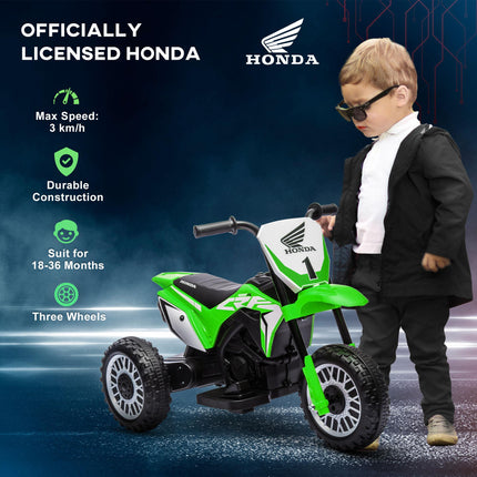 6V 3-Wheel Kids Electric Motorbike with Horn and Startup Sound for Ages 18-36 Months - Green