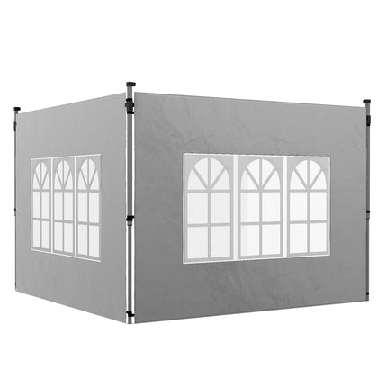 2 Pack Oxford Cloth Gazebo Side Panels with Window 3x3/3x4m - Grey