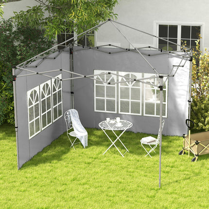2 Pack Oxford Cloth Gazebo Side Panels with Window 3x3/3x4m - Grey