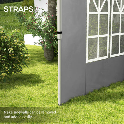 2 Pack Oxford Cloth Gazebo Side Panels with Window 3x3/3x4m - Grey
