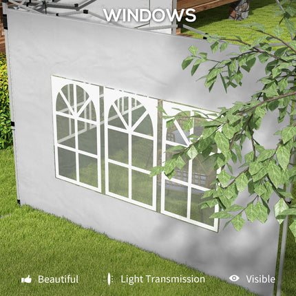 2 Pack Oxford Cloth Gazebo Side Panels with Window 3x3/3x4m - Grey