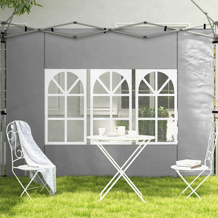 2 Pack Oxford Cloth Gazebo Side Panels with Window 3x3/3x4m - Grey