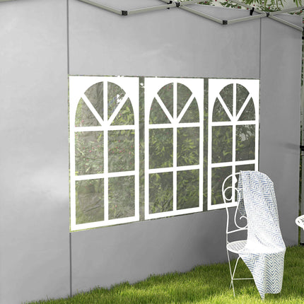 2 Pack Oxford Cloth Gazebo Side Panels with Window 3x3/3x4m - Grey