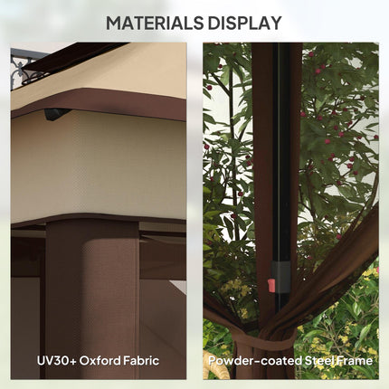 3 x 3 Metre Pop Up Gazebo Set with Removable Mesh Curtains - Beige