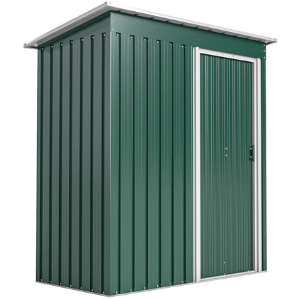 5 x 3ft Galvanised Steel Garden Storage Shed with Sliding Door - Green