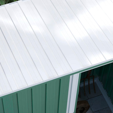 5 x 3ft Galvanised Steel Garden Storage Shed with Sliding Door - Green
