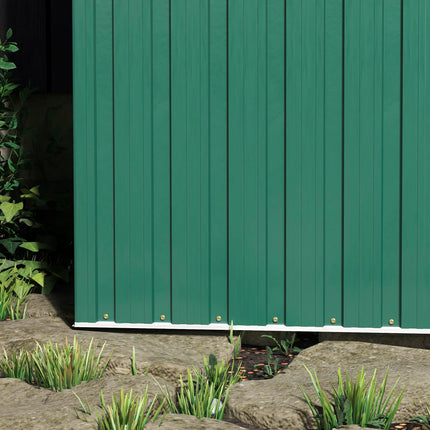 5 x 3ft Galvanised Steel Garden Storage Shed with Sliding Door - Green