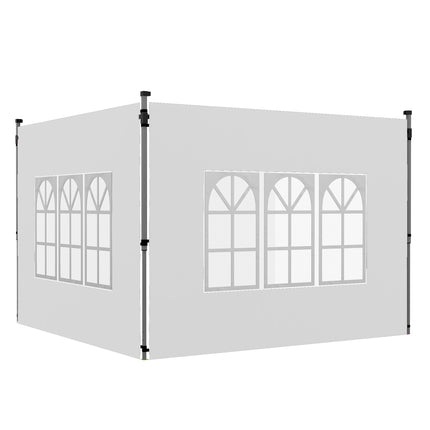 2 Pack Oxford Cloth Gazebo Side Panels with Windows for 3x3 or 3x4m Pop-Up Canopy - White