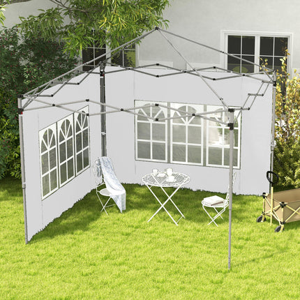 2 Pack Oxford Cloth Gazebo Side Panels with Windows for 3x3 or 3x4m Pop-Up Canopy - White