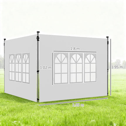 2 Pack Oxford Cloth Gazebo Side Panels with Windows for 3x3 or 3x4m Pop-Up Canopy - White