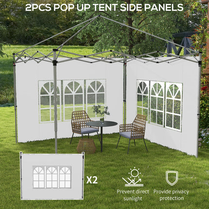 2 Pack Oxford Cloth Gazebo Side Panels with Windows for 3x3 or 3x4m Pop-Up Canopy - White