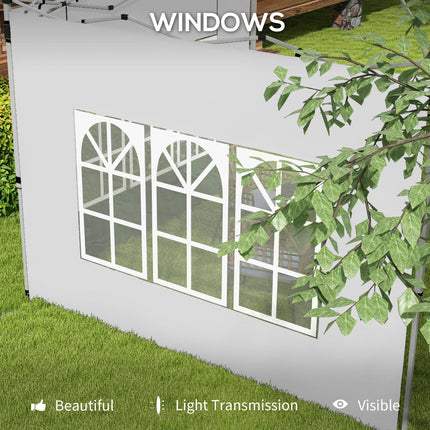 2 Pack Oxford Cloth Gazebo Side Panels with Windows for 3x3 or 3x4m Pop-Up Canopy - White