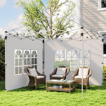 2 Pack Oxford Cloth Gazebo Side Panels with Windows for 3x3 or 3x4m Pop-Up Canopy - White