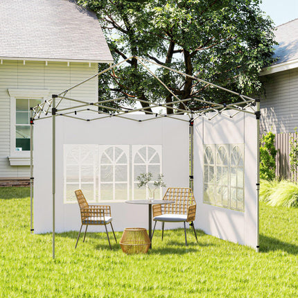 2 Pack Oxford Cloth Gazebo Side Panels with Windows for 3x3 or 3x4m Pop-Up Canopy - White