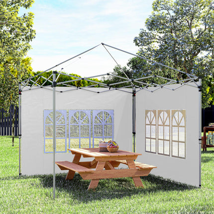 2 Pack Oxford Cloth Gazebo Side Panels with Windows for 3x3 or 3x4m Pop-Up Canopy - White
