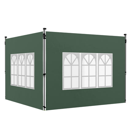 2 Pack Gazebo Side Panels with Window for 3x3 or 3x4m Canopy - Green