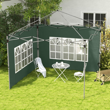 2 Pack Gazebo Side Panels with Window for 3x3 or 3x4m Canopy - Green
