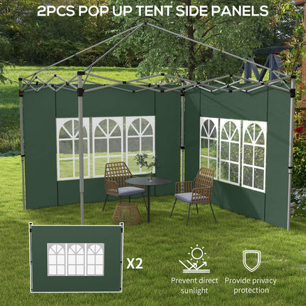 2 Pack Gazebo Side Panels with Window for 3x3 or 3x4m Canopy - Green