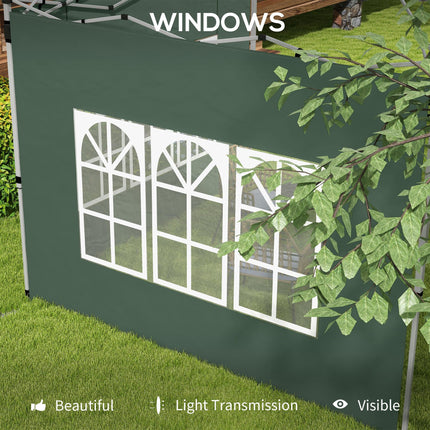 2 Pack Gazebo Side Panels with Window for 3x3 or 3x4m Canopy - Green