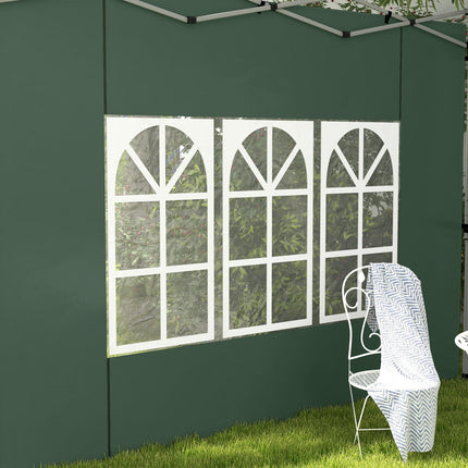 2 Pack Gazebo Side Panels with Window for 3x3 or 3x4m Canopy - Green